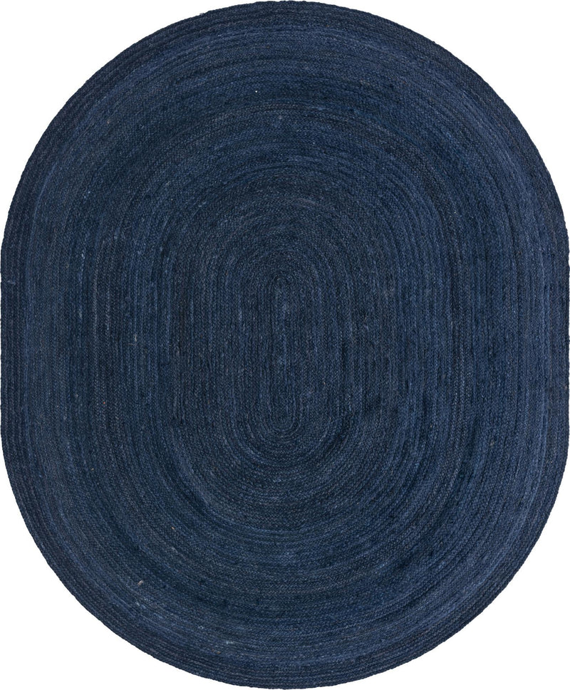 Woven Seaside Jute Collection Area Rug - Savannah (Navy Blue) Oval Navy Blue  lifestyle 24