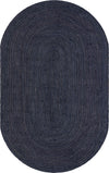 Woven Seaside Jute Collection Area Rug - Savannah (Navy Blue) Oval Navy Blue  lifestyle 57