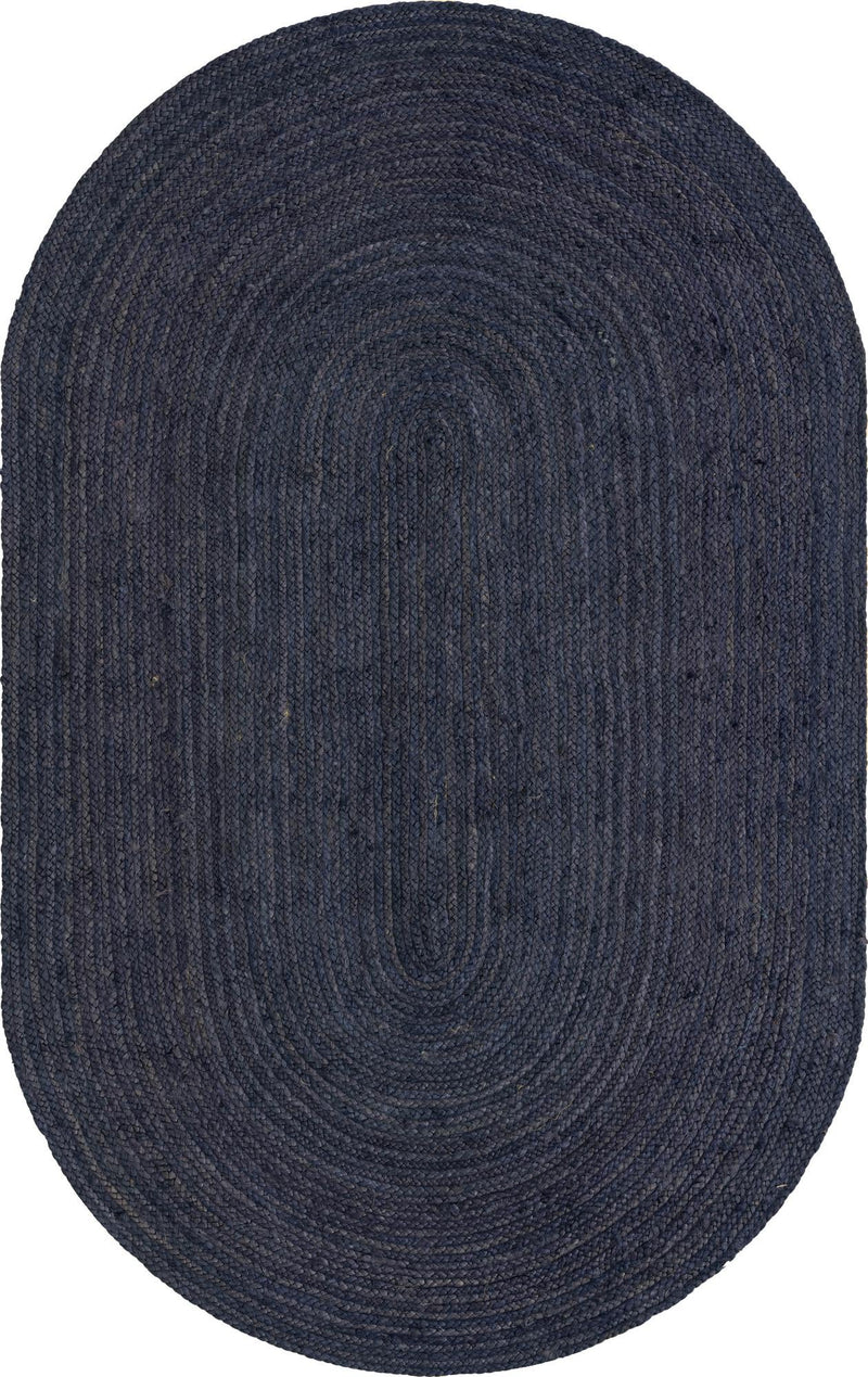 Woven Seaside Jute Collection Area Rug - Savannah (Navy Blue) Oval Navy Blue  lifestyle 57
