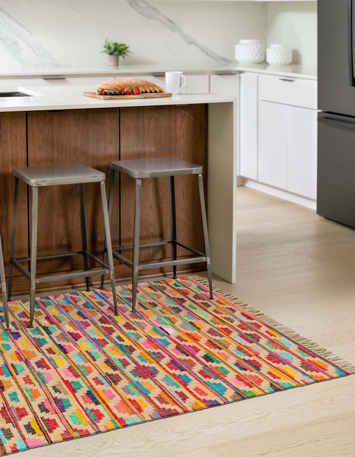 Moroccan Lattice Woven Collection Area Rug - Casablanca Rectangle Multi  lifestyle 10