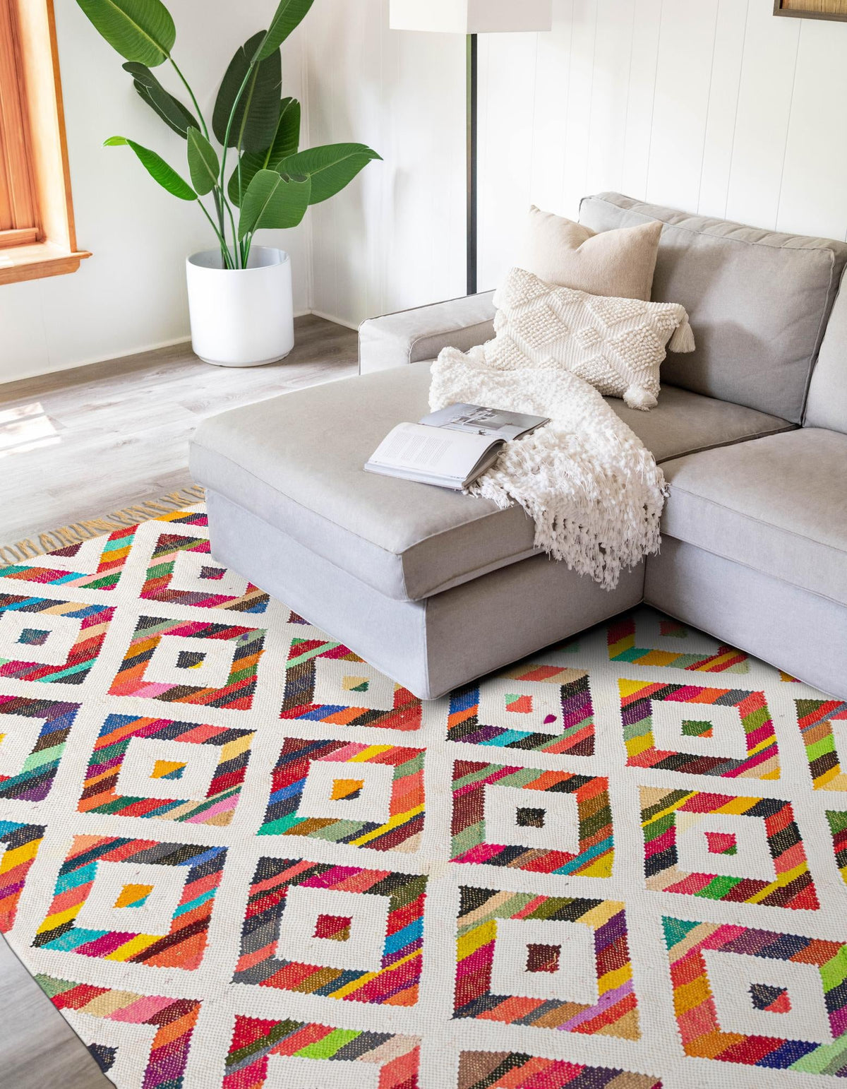 Tulum Trellis Collection Area Rug - Casablanca Rectangle Multi  lifestyle 3