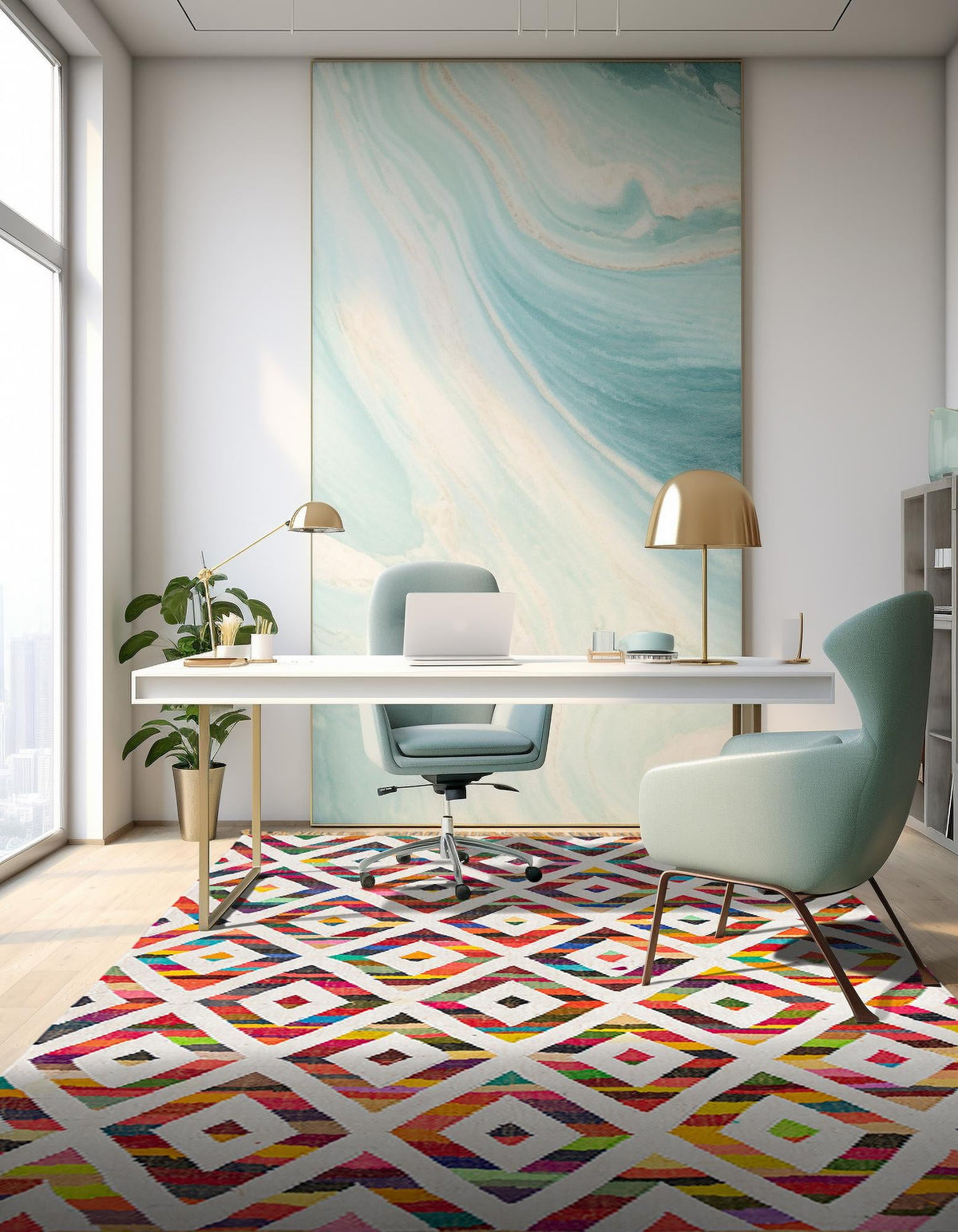 Tulum Trellis Collection Area Rug - Casablanca Rectangle Multi  lifestyle 4