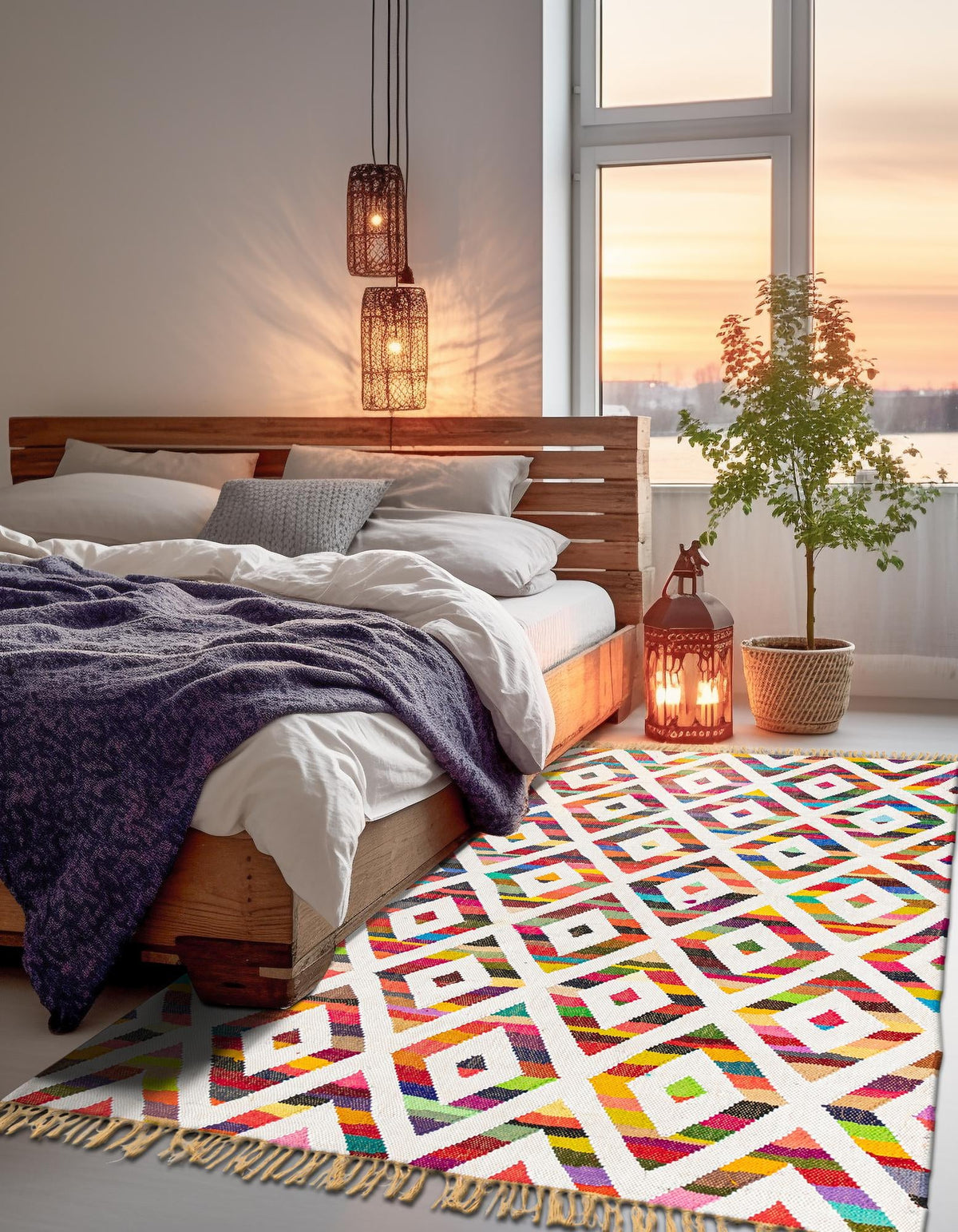 Tulum Trellis Collection Area Rug - Casablanca Rectangle Multi  lifestyle 7