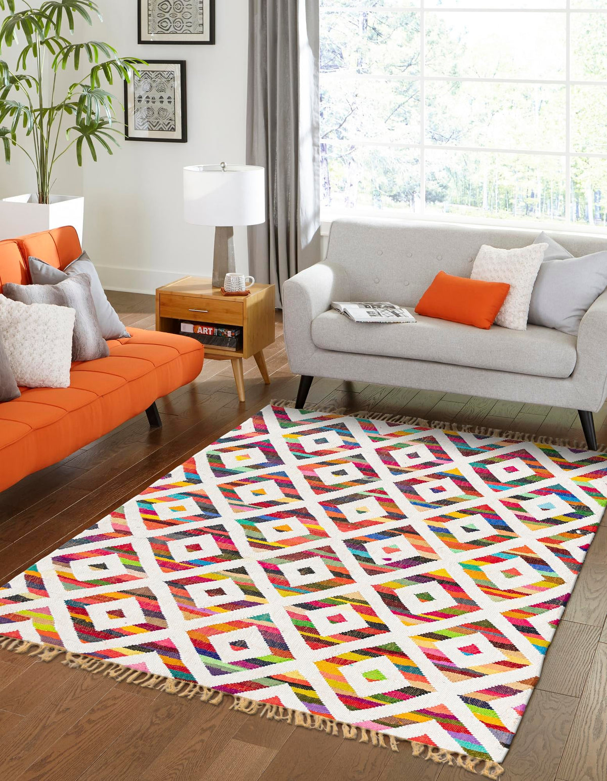 Tulum Trellis Collection Area Rug - Casablanca Rectangle Multi  lifestyle 9