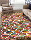 Moroccan Lattice Woven Collection Area Rug - Casablanca Rectangle Multi  lifestyle 3