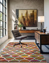 Moroccan Lattice Woven Collection Area Rug - Casablanca Rectangle Multi  lifestyle 5