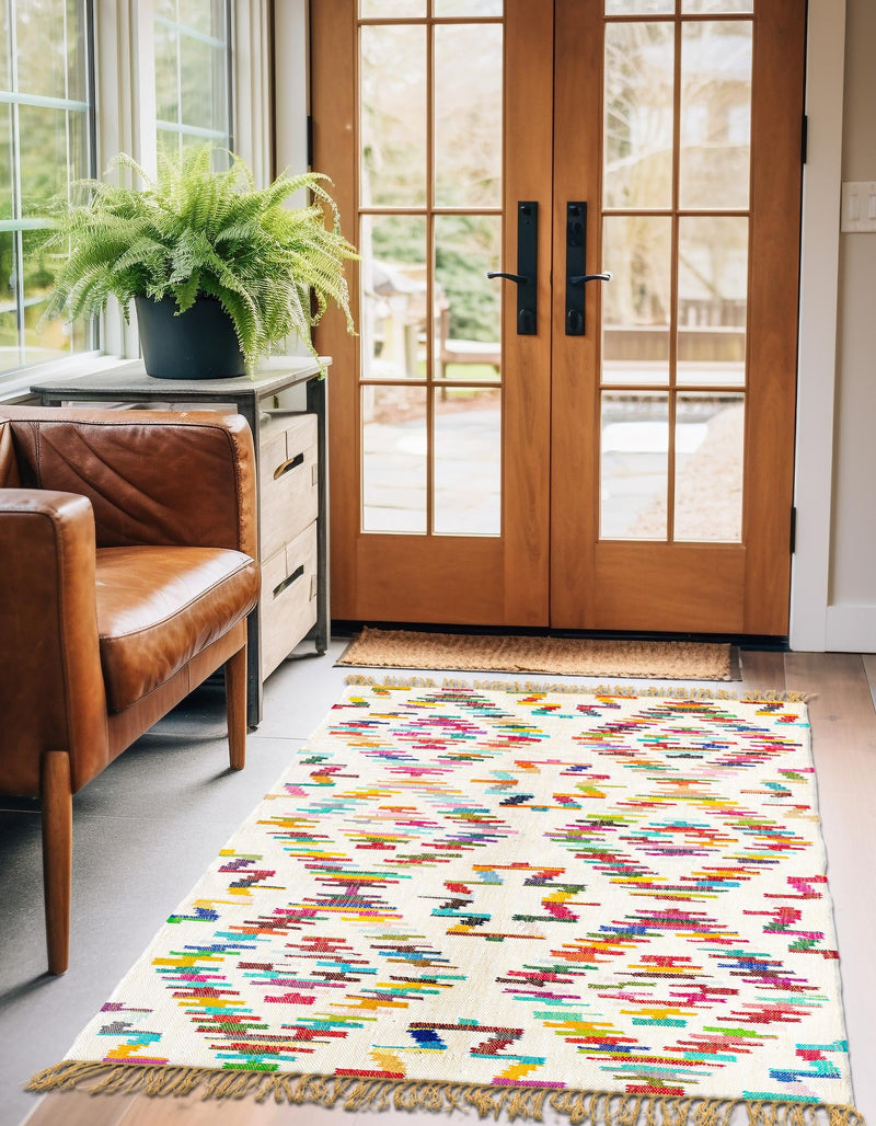 Moroccan Lattice Woven Collection Area Rug - Casablanca Rectangle Multi  lifestyle 6
