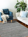 Zigzag Marina Collection Area Rug - HarborStripes Rectangle Black and White  lifestyle 31