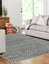 Zigzag Marina Collection Area Rug - HarborStripes Rectangle Black and White  lifestyle 35