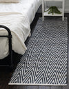 Zigzag Marina Collection Area Rug - HarborStripes Runner Black and White  lifestyle 79