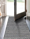 Zigzag Marina Collection Area Rug - HarborStripes Runner Black and White  lifestyle 91