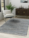 Zigzag Marina Collection Area Rug - HarborStripes Rectangle Denim  lifestyle 9