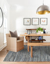 Zigzag Marina Collection Area Rug - HarborStripes Rectangle Denim  lifestyle 17