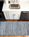Zigzag Marina Collection Area Rug - HarborStripes Runner Denim  lifestyle 100