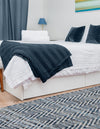 Zigzag Marina Collection Area Rug - HarborStripes Runner Denim  lifestyle 133