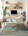 Zigzag Marina Collection Area Rug - HarborStripes Rectangle Green  lifestyle 11