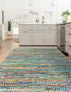 Zigzag Marina Collection Area Rug - HarborStripes Rectangle Green  lifestyle 17