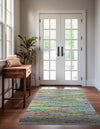 Zigzag Marina Collection Area Rug - HarborStripes Rectangle Green  lifestyle 23