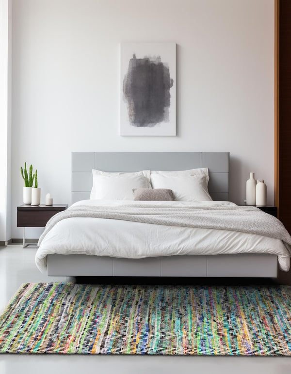 Zigzag Marina Collection Area Rug - HarborStripes Rectangle Green  lifestyle 26