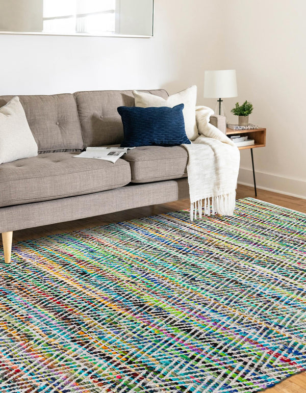 Zigzag Marina Collection Area Rug - HarborStripes Rectangle Green  lifestyle 29