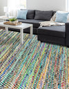 Zigzag Marina Collection Area Rug - HarborStripes Rectangle Green  lifestyle 32