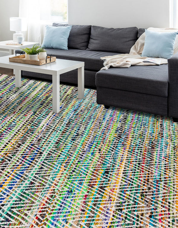 Zigzag Marina Collection Area Rug - HarborStripes Rectangle Green  lifestyle 32