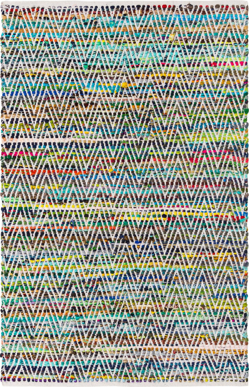 Zigzag Marina Collection Area Rug - HarborStripes Rectangle Green  lifestyle 3