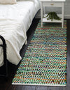 Zigzag Marina Collection Area Rug - HarborStripes Runner Green  lifestyle 64