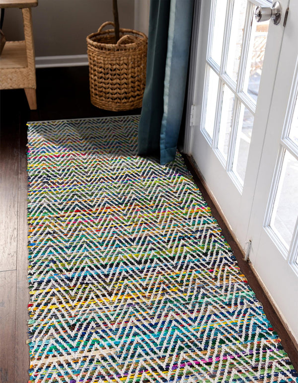 Zigzag Marina Collection Area Rug - HarborStripes Runner Green  lifestyle 76