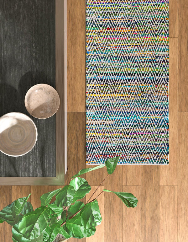 Zigzag Marina Collection Area Rug - HarborStripes Runner Green  lifestyle 97