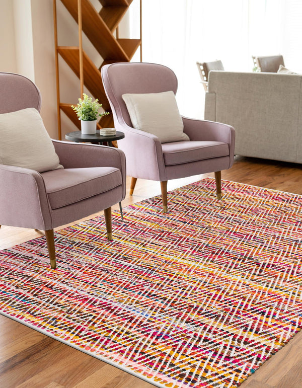 Zigzag Marina Collection Area Rug - HarborStripes Rectangle Multi  lifestyle 30