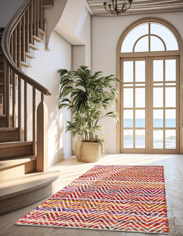 Zigzag Marina Collection Area Rug - HarborStripes Runner Multi  lifestyle 75