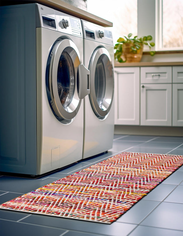 Zigzag Marina Collection Area Rug - HarborStripes Runner Multi  lifestyle 93
