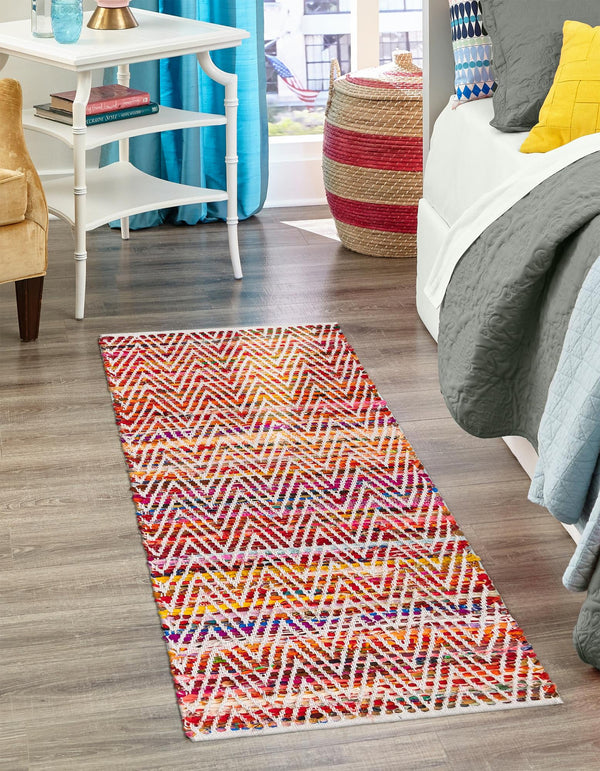 Zigzag Marina Collection Area Rug - HarborStripes Runner Multi  lifestyle 96