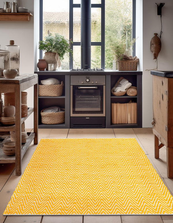 Zigzag Marina Collection Area Rug - HarborStripes Rectangle Yellow  lifestyle 13