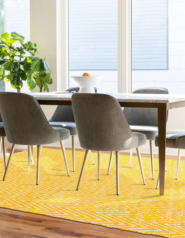 Zigzag Marina Collection Area Rug - HarborStripes Rectangle Yellow  lifestyle 16