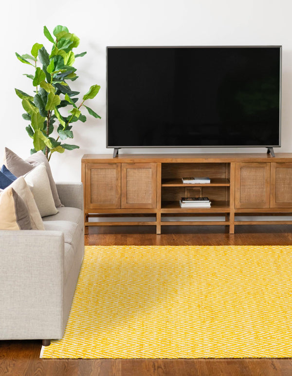 Zigzag Marina Collection Area Rug - HarborStripes Rectangle Yellow  lifestyle 22
