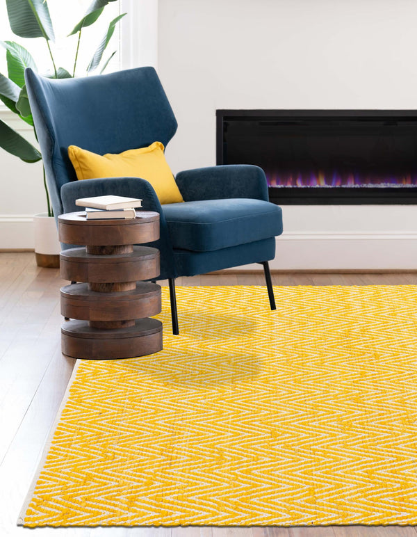 Zigzag Marina Collection Area Rug - HarborStripes Rectangle Yellow  lifestyle 25