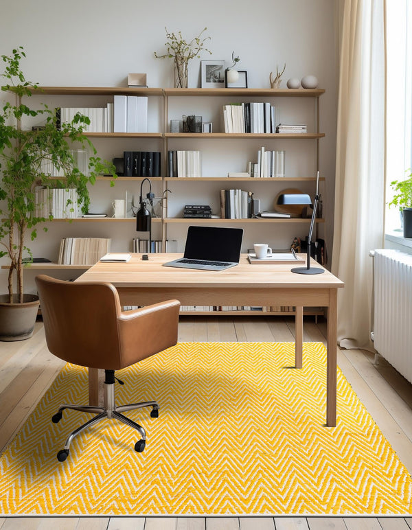 Zigzag Marina Collection Area Rug - HarborStripes Rectangle Yellow  lifestyle 31
