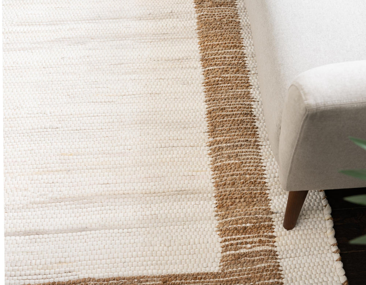 Osian Looms Collection Area Rug - Durham Rectangle White and Natural  lifestyle 55