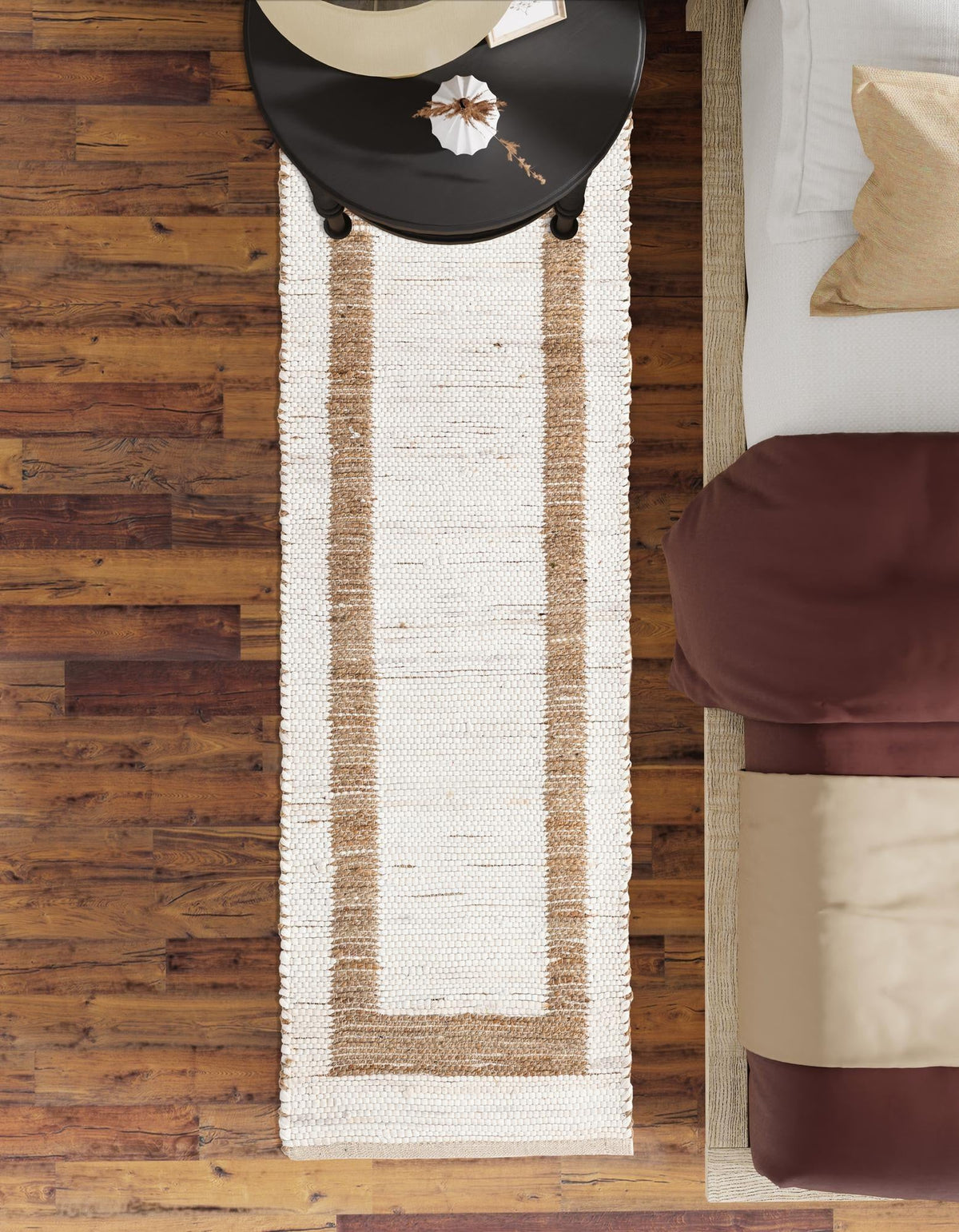 Osian Looms Collection Area Rug - Durham Runner White and Natural  lifestyle 139