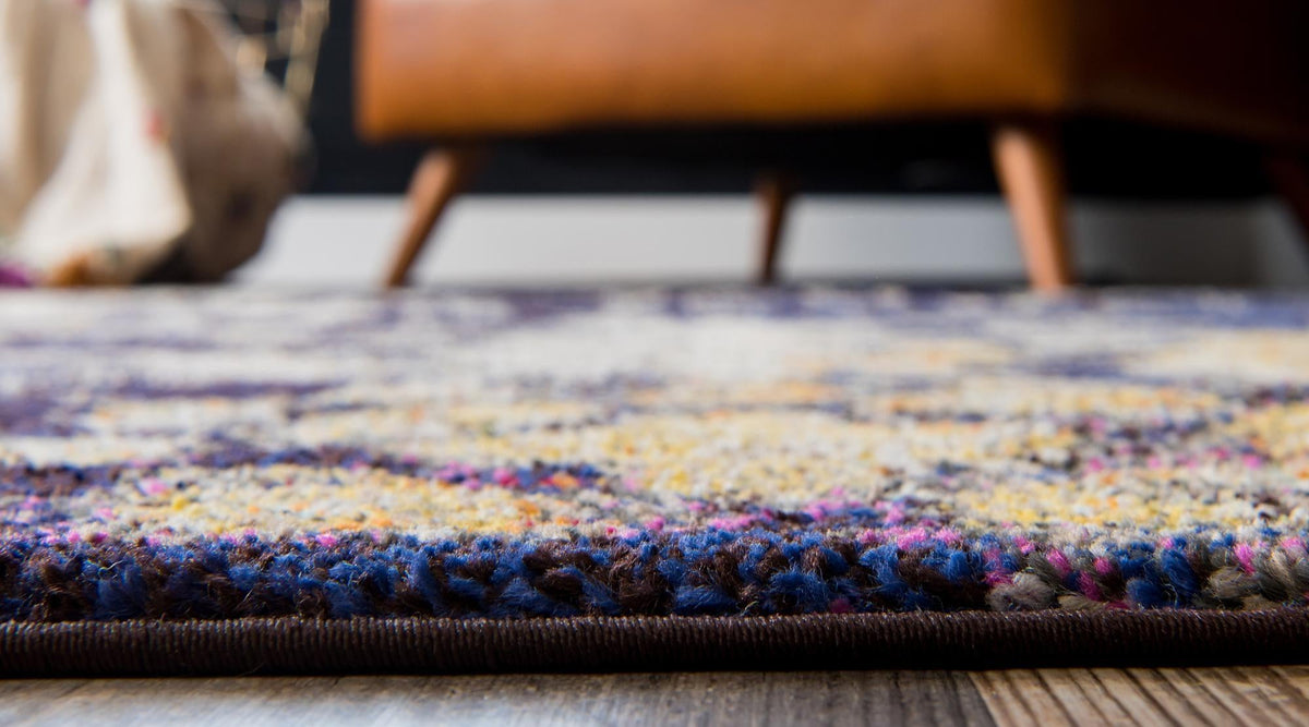 Venetian Tapestry Collection Area Rug - Murano Square Navy Blue  lifestyle 181
