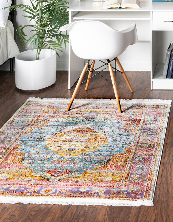 Caribbean Breeze Collection Area Rug -  Vieques Square Light Blue  lifestyle 41
