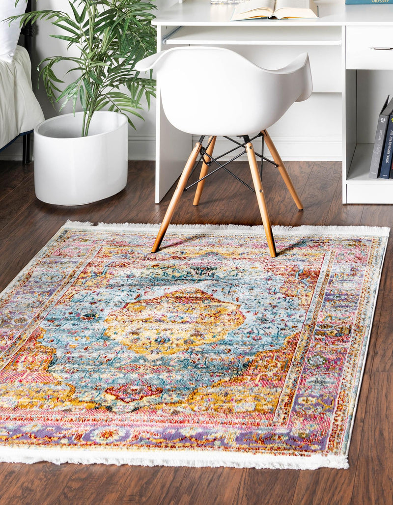 Caribbean Breeze Collection Area Rug -  Vieques Square Light Blue  lifestyle 41