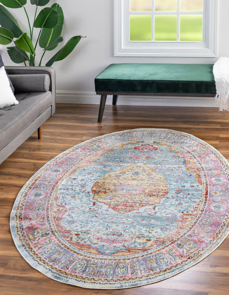 Caribbean Breeze Collection Area Rug -  Vieques Oval Light Blue  lifestyle 42