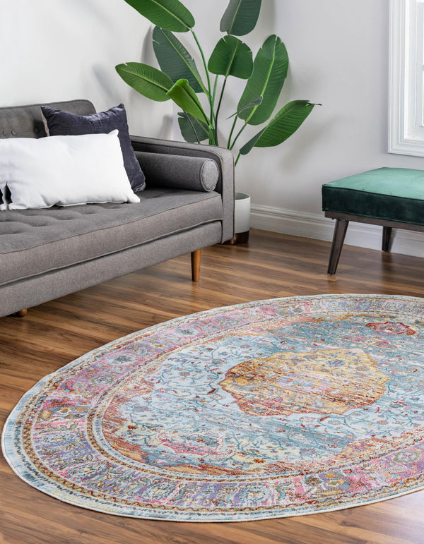 Caribbean Breeze Collection Area Rug -  Vieques Oval Light Blue  lifestyle 52
