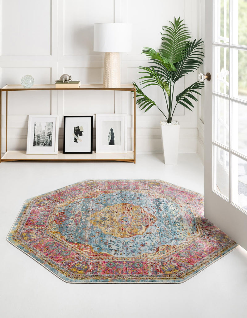 Caribbean Breeze Collection Area Rug -  Vieques Octagon Light Blue  lifestyle 43