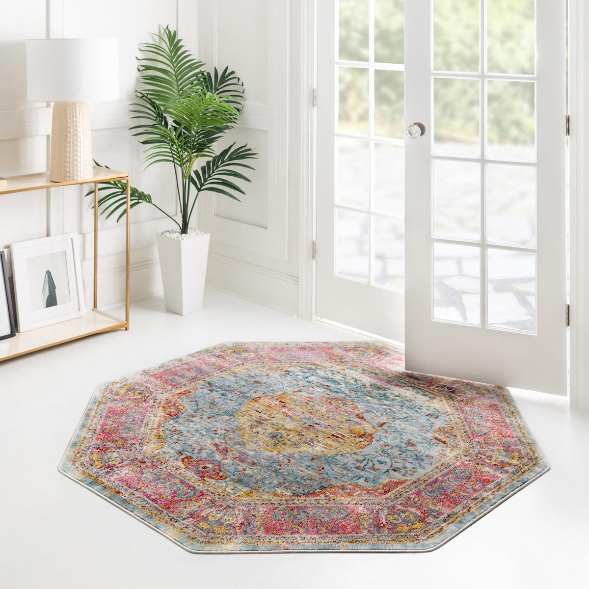 Caribbean Breeze Collection Area Rug -  Vieques Octagon Light Blue  lifestyle 146