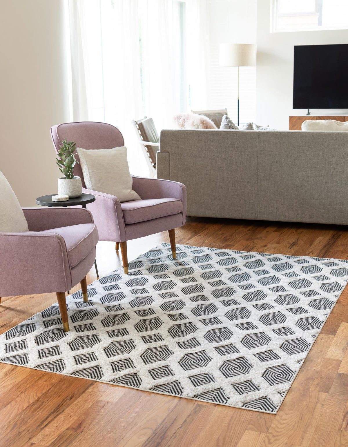 Marbella Meadows Collection Area Rug - Sierra Rectangle Black  lifestyle 9