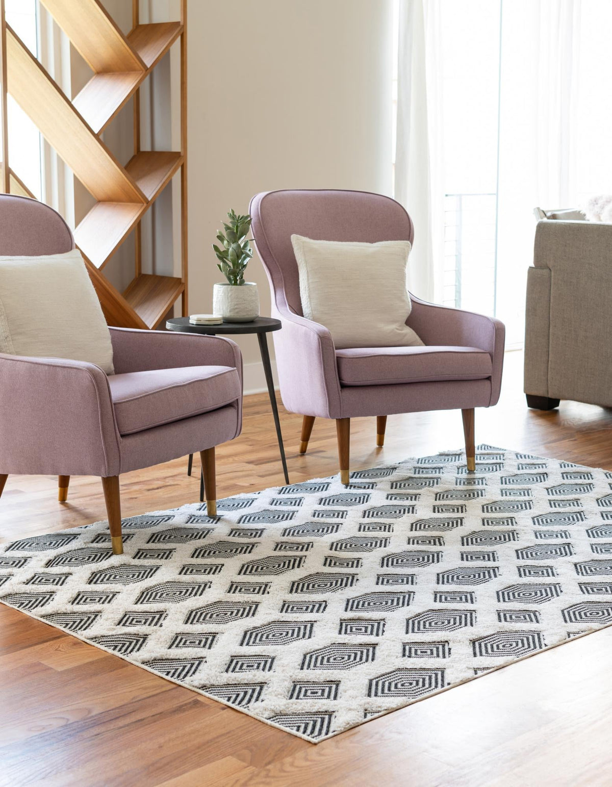 Marbella Meadows Collection Area Rug - Sierra Rectangle Black  lifestyle 14